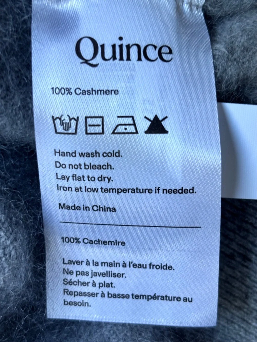 Quince Brushed Cashmere Shrunken V-Neck Sweater Gray Large NWT